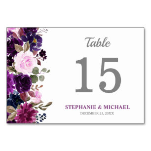 Purple Lavender Floral Boho Table Number Card