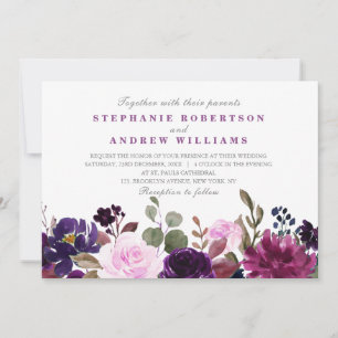 Purple Lavender Floral Boho Wedding invitation