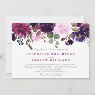 Purple Lavender Floral Boho Wedding invitation