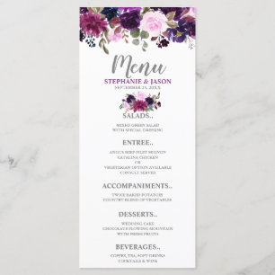 Purple Lavender Floral Boho Wedding Menu