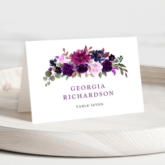 Purple Lavender Floral Boho Wedding Place Card (Purple Lavender Floral Boho Wedding guest name Place Card )