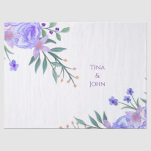 Purple Lavender Floral Botanical All-In-One Foil W Tissue Paper