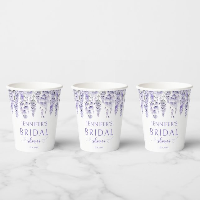 Purple lavender floral bridal shower paper cups (Multi)