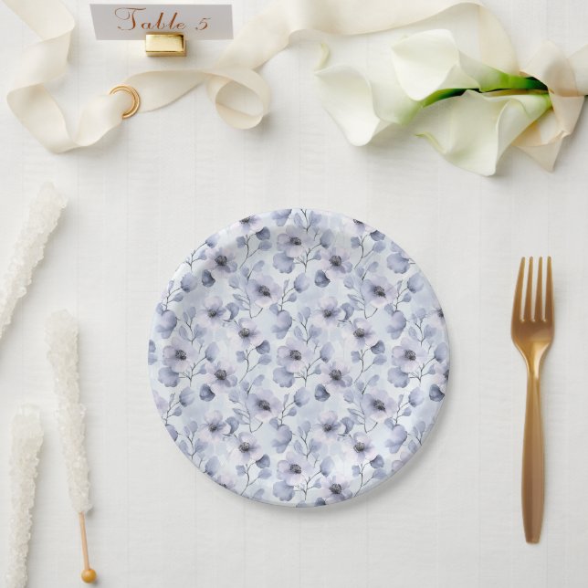 Purple Lavender Floral Bridal Shower Paper Plate (Wedding)