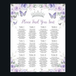 Purple Lavender Floral Butterflies Seating Chart<br><div class="desc">Personalise this floral seating chart poster sign easily and quickly. Simply click the customise it further button to edit the texts, change fonts and fonts colours. Featuring purple lilac, lavender flowers and lovely butterflies. All text is editable. Personalise it for quinceanera, sweet 16, 18th birthday, bridal shower, baby shower, birthday...</div>