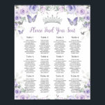 Purple Lavender Floral Butterflies Seating Chart<br><div class="desc">Personalise this floral seating chart poster sign easily and quickly. Simply click the customise it further button to edit the texts, change fonts and fonts colours. Featuring purple lilac, lavender flowers and lovely butterflies. All text is editable. Personalise it for quinceanera, sweet 16, 18th birthday, bridal shower, baby shower, birthday...</div>