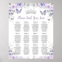 Purple Lavender Floral Butterflies Seating Chart
