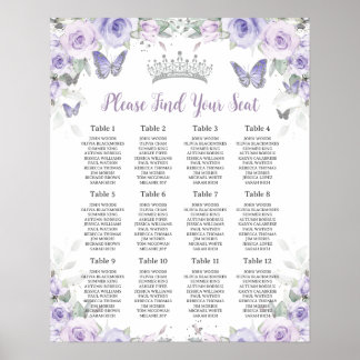 Purple Lavender Floral Butterflies Seating Chart