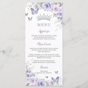 Purple Lavender Floral Butterflies Slim Menu 