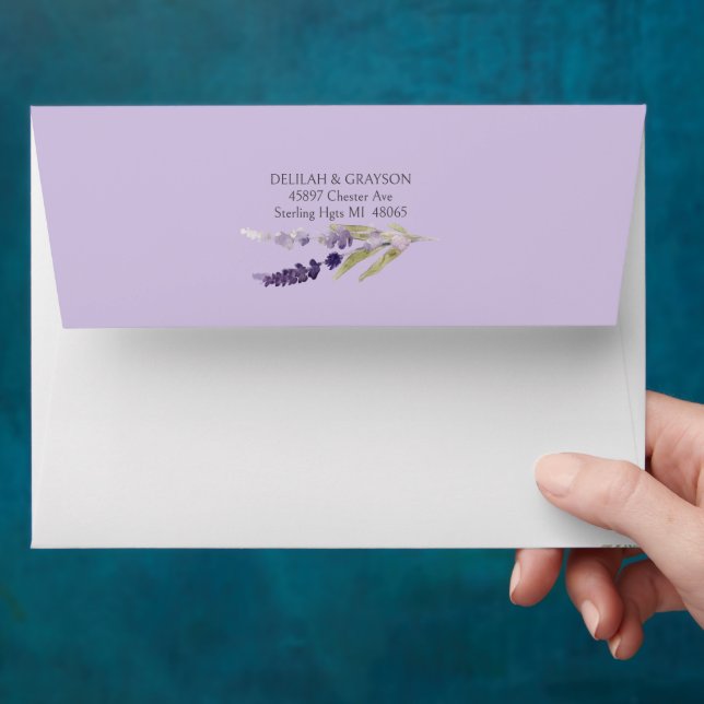 Purple Lavender Floral Casual Wedding  Envelope (Hand)