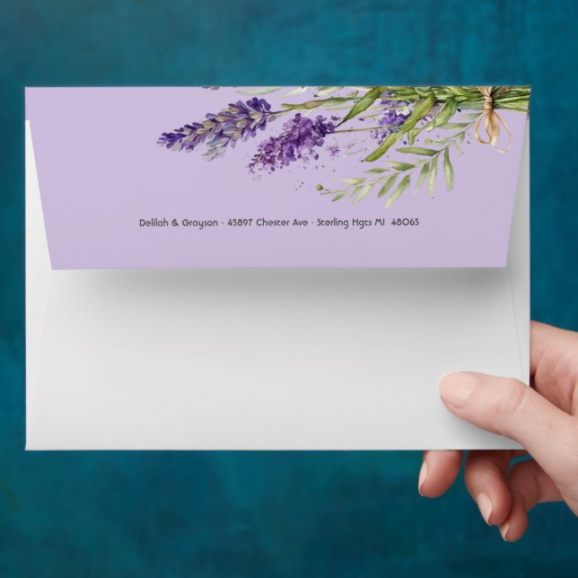 Purple Lavender Floral Casual Wedding  Envelope (Hand)