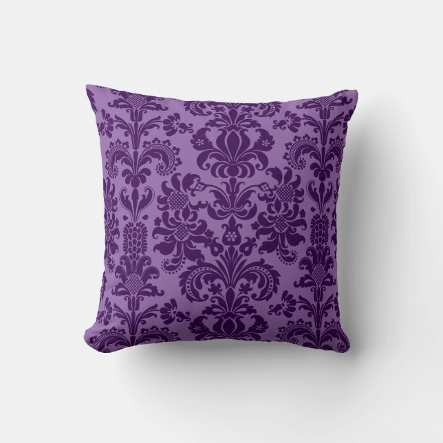 Purple & Lavender Floral Damasks Cushion (Front)