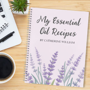 Purple Lavender Floral Essential Oil Recipe Notebook