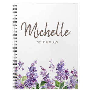 Purple Lavender Floral Flowers Custom Notebook