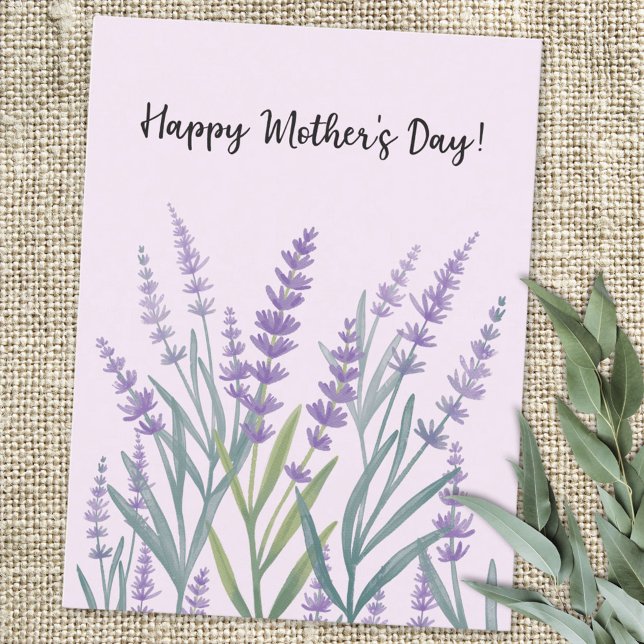 Purple Lavender Floral Happy Mothers Day Holiday Postcard (Close up)
