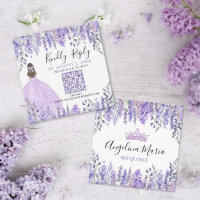 Purple Lavender Floral Quinceanera QR Code RSVP