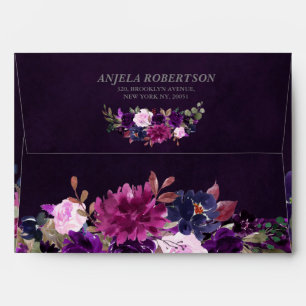 Purple Lavender Floral Rustic Wedding envelope