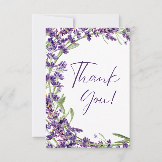 Purple Lavender Floral Thank You Baby Shower Card (Front)