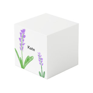Purple lavender floral watercolor add name text cu cube