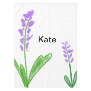 Purple lavender floral watercolor add name text cu tablecloth