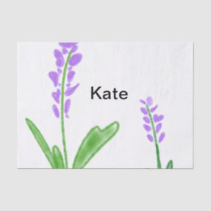 Purple lavender floral watercolor add name text cu tissue paper