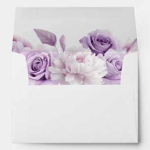 Purple Lavender Floral Wedding Envelope