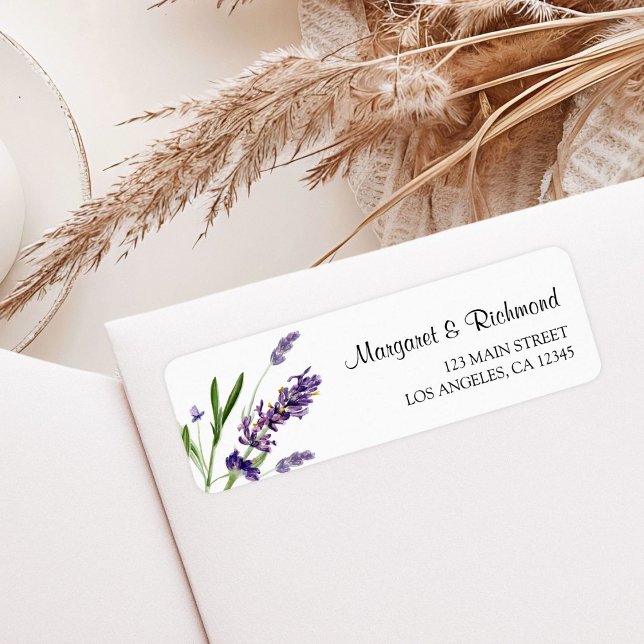Purple Lavender Floral Wedding Return Address Label (Creator Uploaded)
