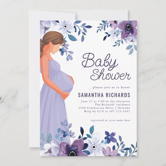Purple Lavender Flower | Baby Shower  Invitation (Front)