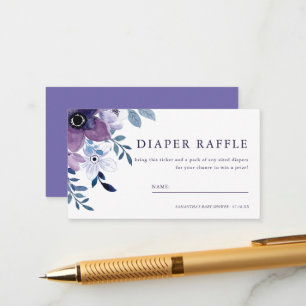 Purple Lavender Flower   Diaper Raffle Enclosure Card
