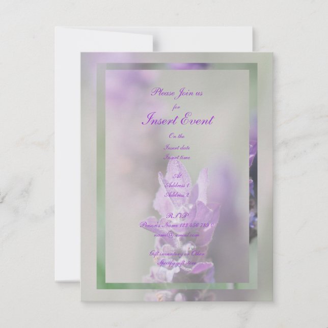 Purple lavender flower wedding | Personalise Invitation (Front)