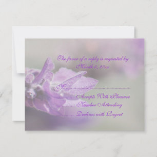 Purple lavender flower wedding Personalise RSVP Card