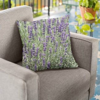 Purple Lavender Flowers Floral Cushion