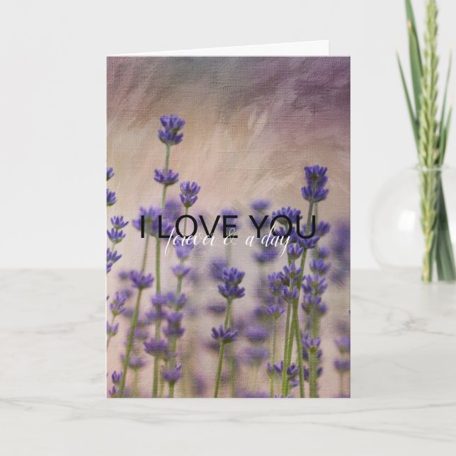 Purple Lavender Flowers Love Card (Front)