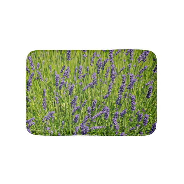 Purple lavender flowers meadow bath mat (Front)