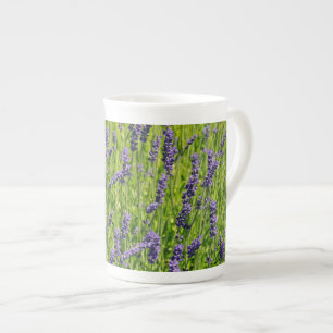 Purple lavender flowers meadow bone china mug