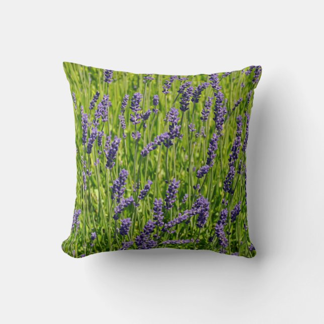 Purple lavender flowers meadow cushion (Front)