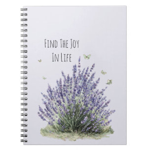 Purple Lavender Flowers Mint Butterflies Joy Notebook