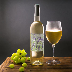Purple Lavender Flowers Personalised Floral Wine Label