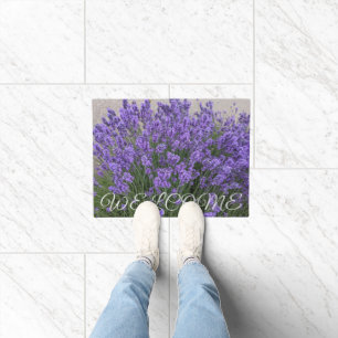 Purple Lavender Flowers Stylised Welcome Doormat