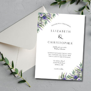 Purple Lavender Formal Elegant Modern Wedding  Invitation