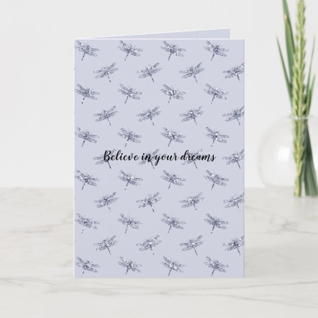 Purple Lavender Glitter Dragonflies      Card (Front)