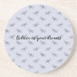 Purple Lavender Glitter Dragonflies Coaster