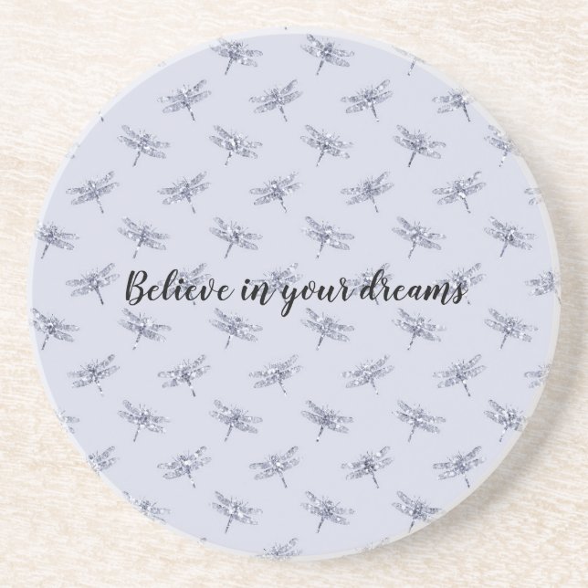 Purple Lavender Glitter Dragonflies     Coaster (Front)