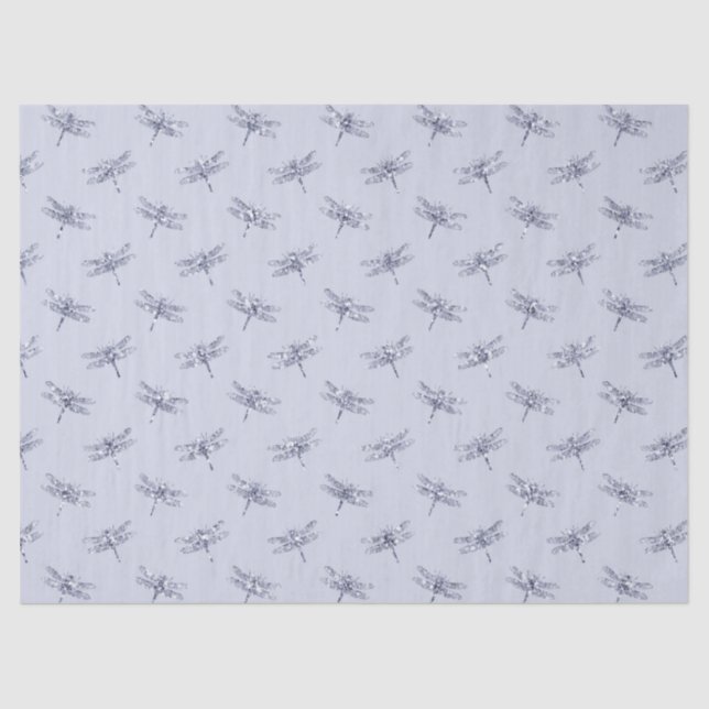 Purple Lavender Glitter Dragonflies  Tissue Paper (Front)