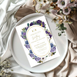 Purple Lavender Gold Floral Spring Bloom Wedding  Invitation
