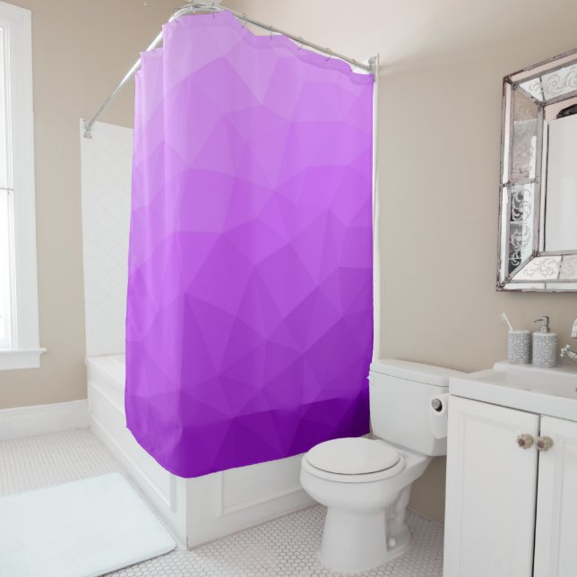 Purple lavender gradient geometric mesh pattern shower curtain (In Situ)