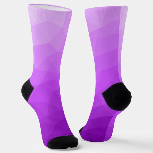 Purple lavender gradient geometric mesh pattern socks (Angled)
