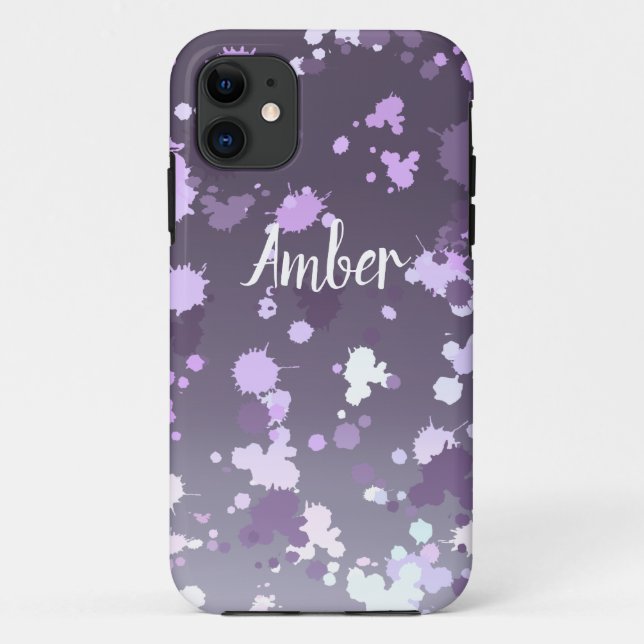Purple Lavender Gradient Paint Splash Personalised Case-Mate iPhone Case (Back)