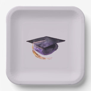 Purple & Lavender Graduation Cap Paper Plates