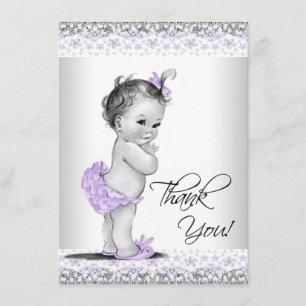 Purple Lavender Grey Baby Shower Thank You